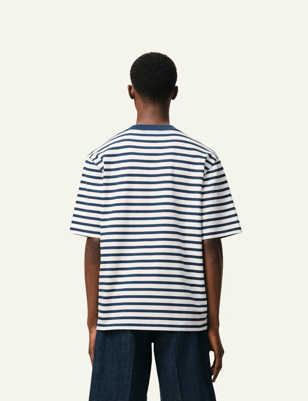 Ami Paris t-shirt mariniere blue white striped cotton boxy fit back