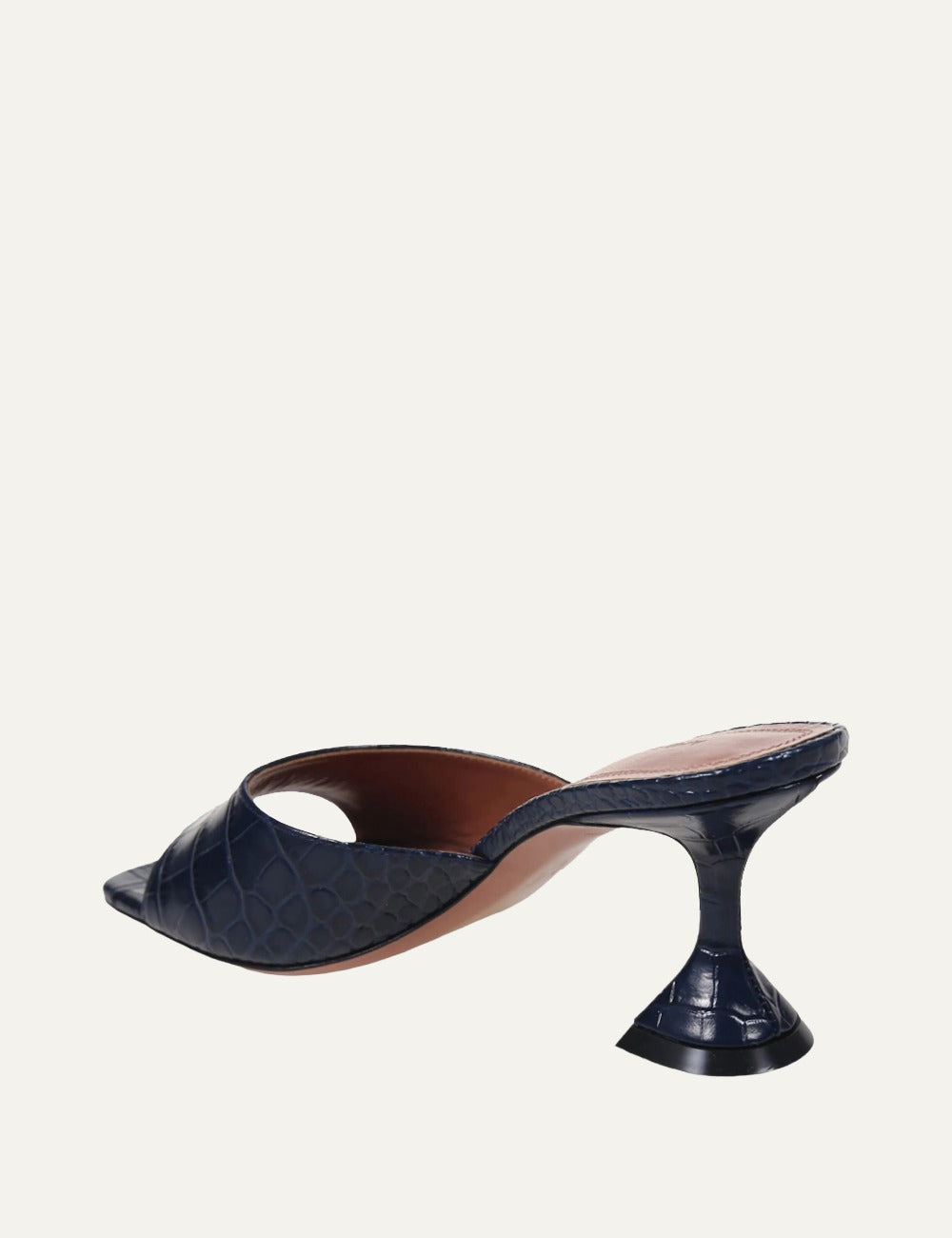 Amina Muaddi Lupita crocodile print mules navy back angle