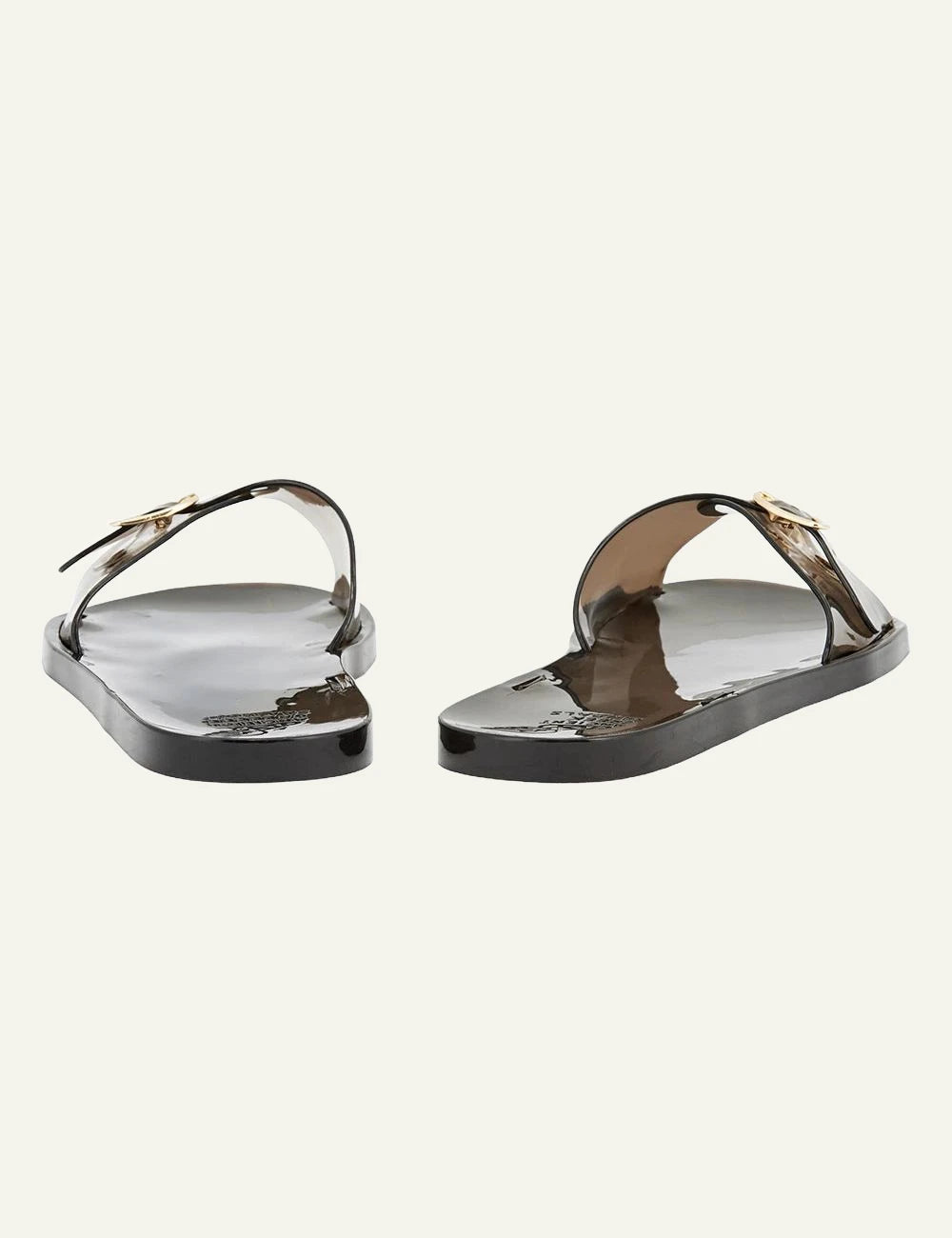 Ancient Greek Sandals Filia jelly black slide me buckle strap glossy back view