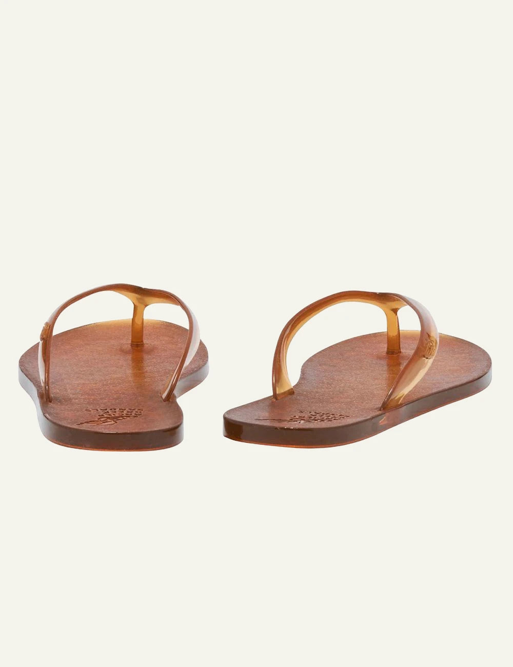 Ancient Greek Sandals jelly flip flop caramel minimal thong sandal back view