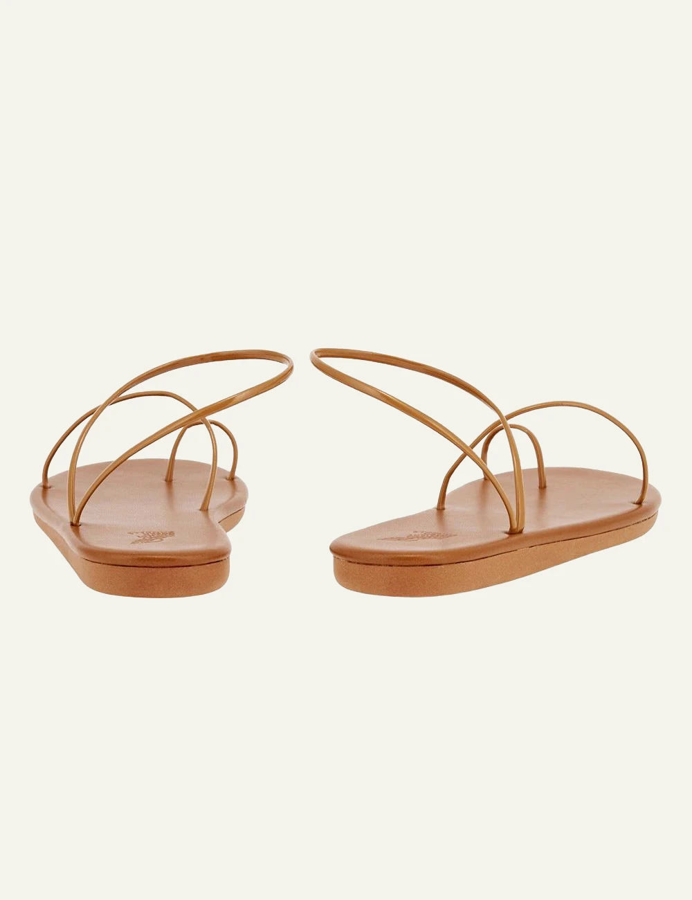 Ancient Greek Sandals Kansiz caramel minimal strappy flat sandal back view