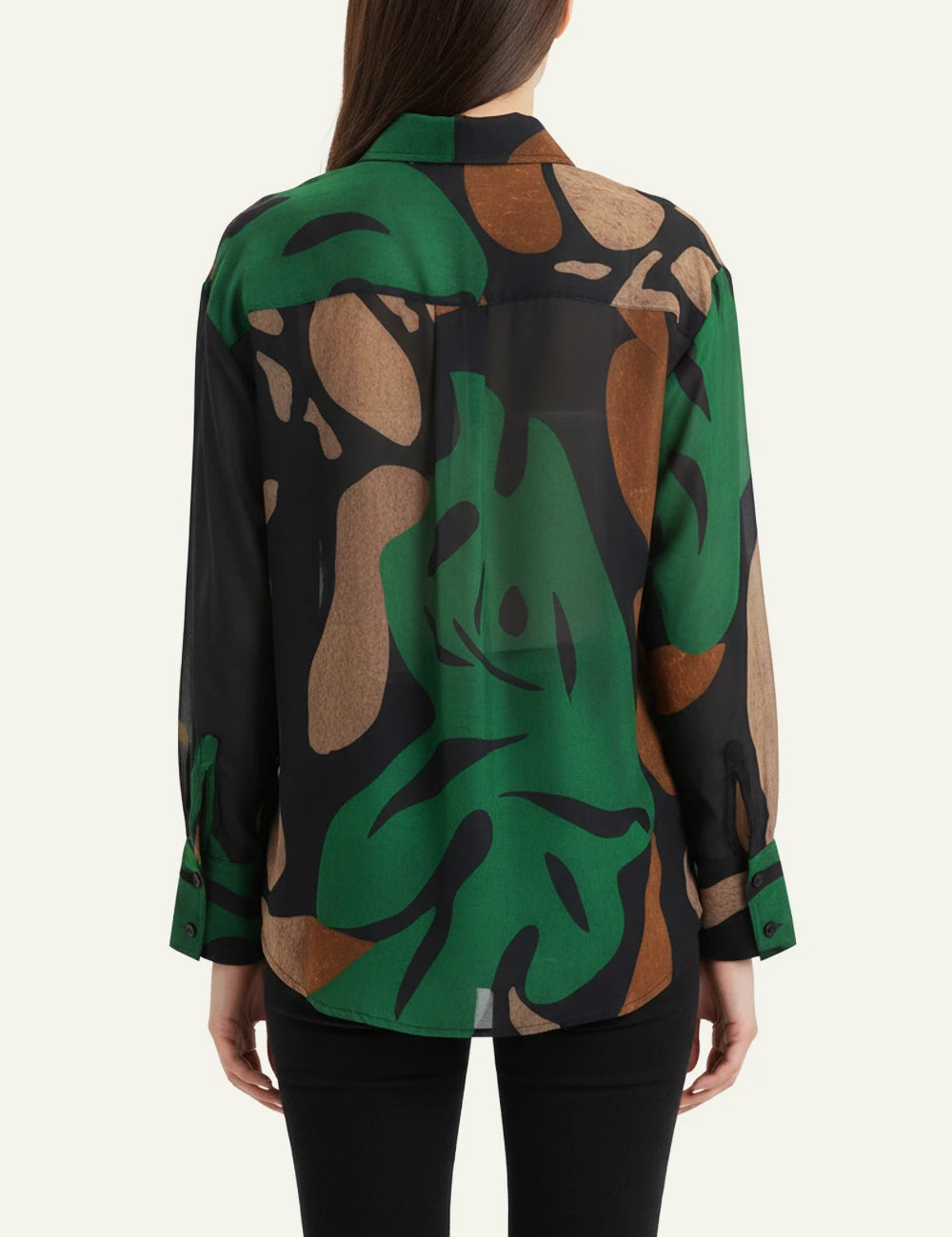 Anonyme shirt emerald abstract print loose fit viscose style back view