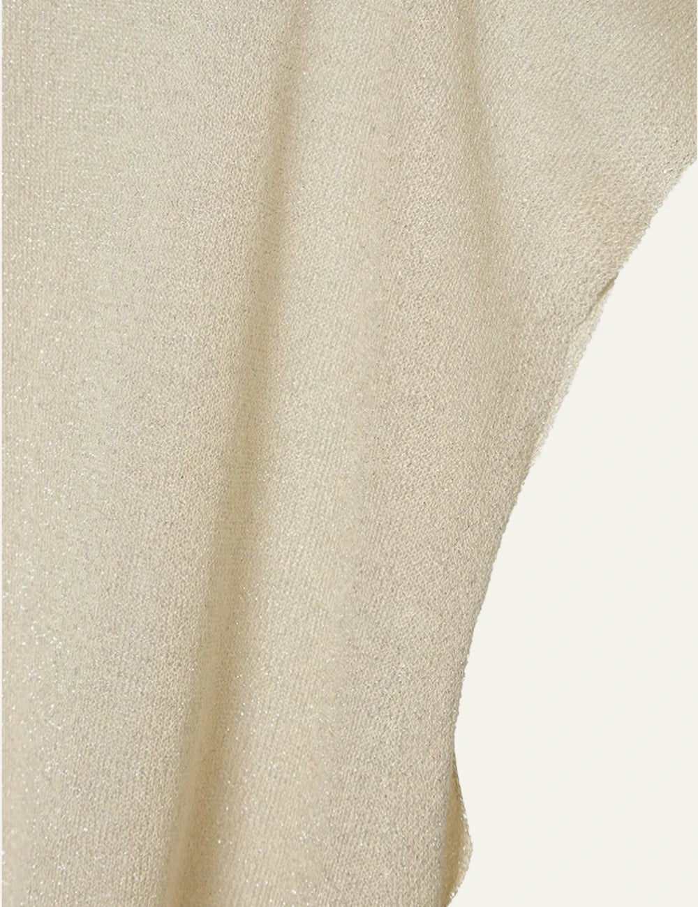 Anonyme lurex knit top gold sand short sleeve round neck side detail view