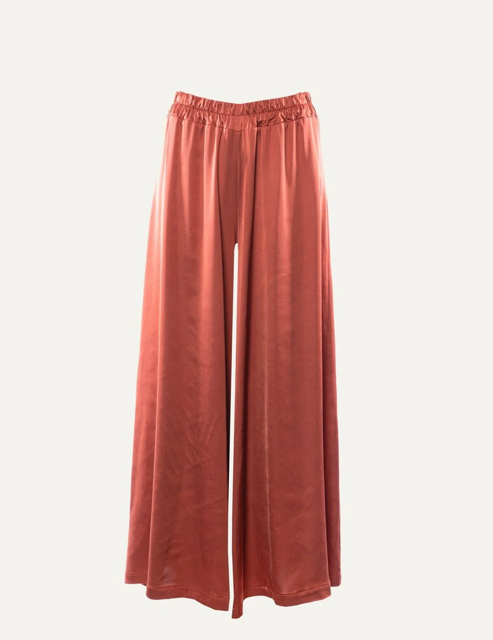 Anonyme wide leg pants brick satin look relaxed fit front flat view