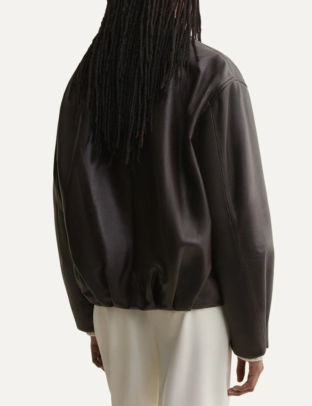 ARMA women's dark brown lamb leather jacket with elasticated hem back