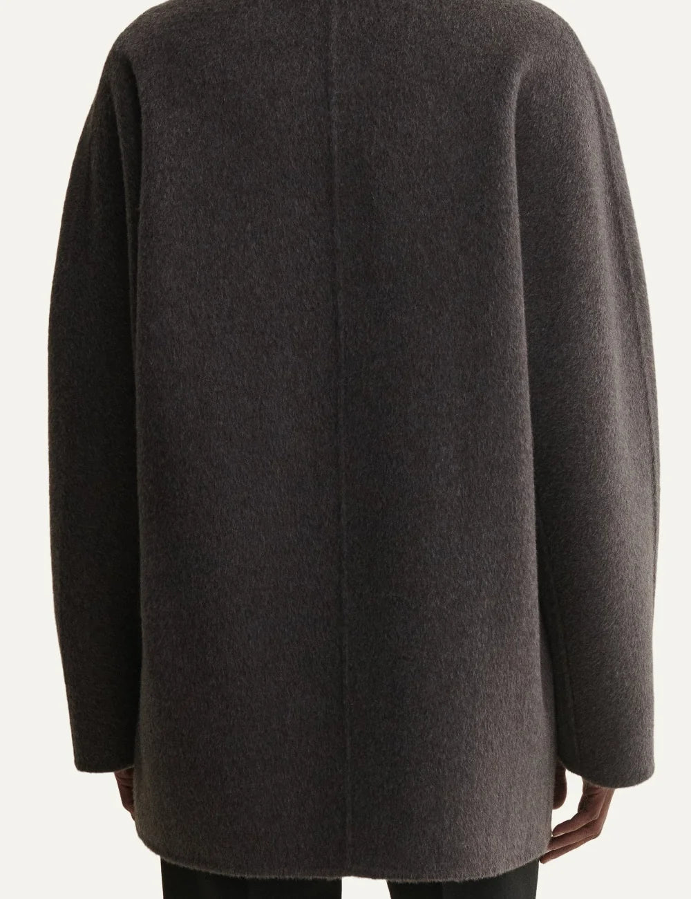 ARMA women's warm grey oversized double breasted wool coat back