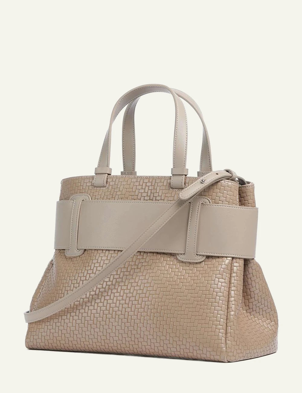armani exchange beige textured shopping bag AX logo back view