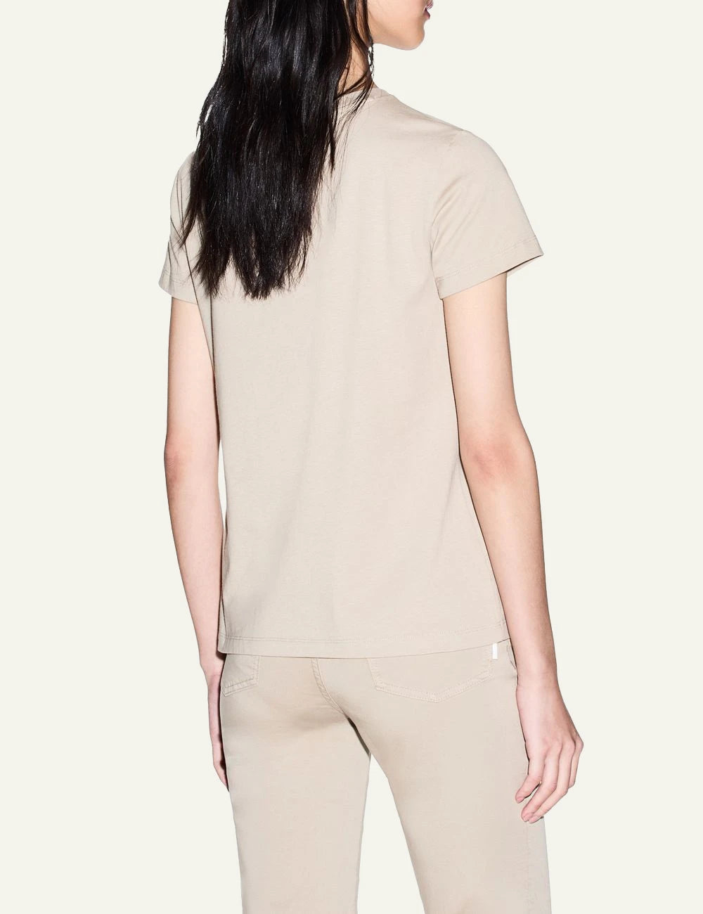 Armani Exchange beige t-shirt rhinestone logo back view