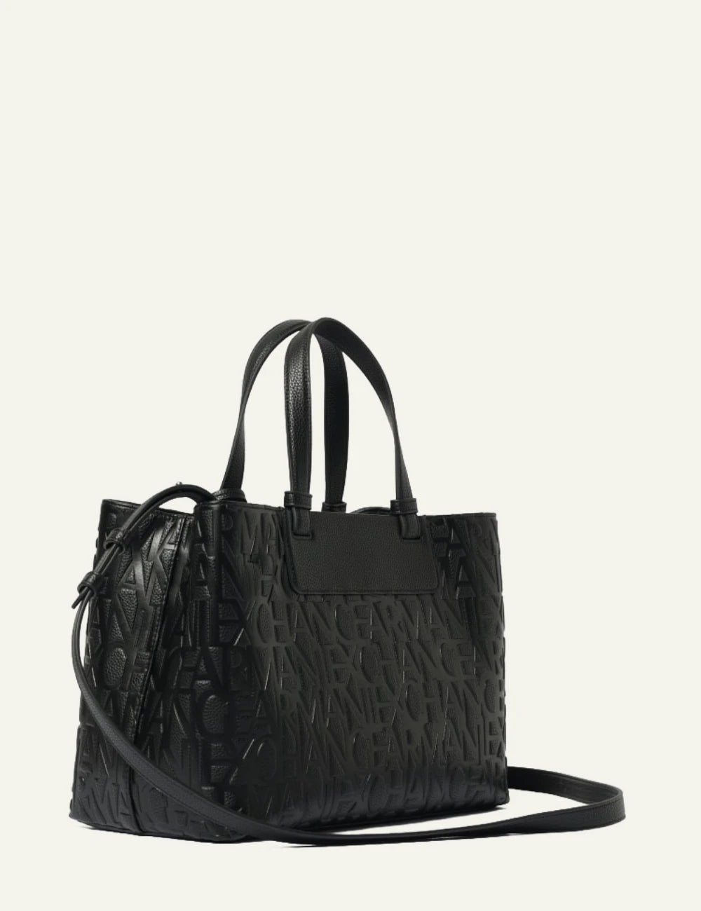 armani exchange black embossed logo tote bag back view