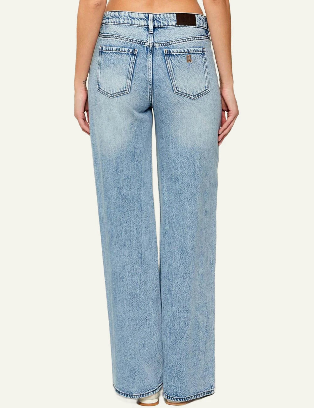 armani exchange wide leg denim pants light blue back view