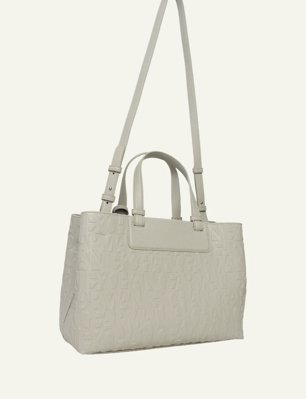 armani exchange light grey embossed logo tote bag back view