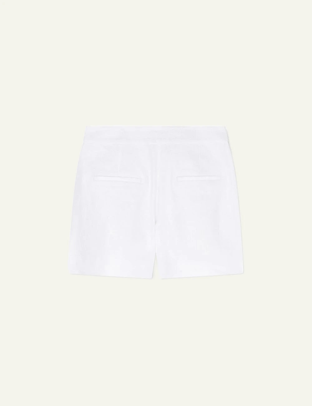armani exchange white linen shorts back view