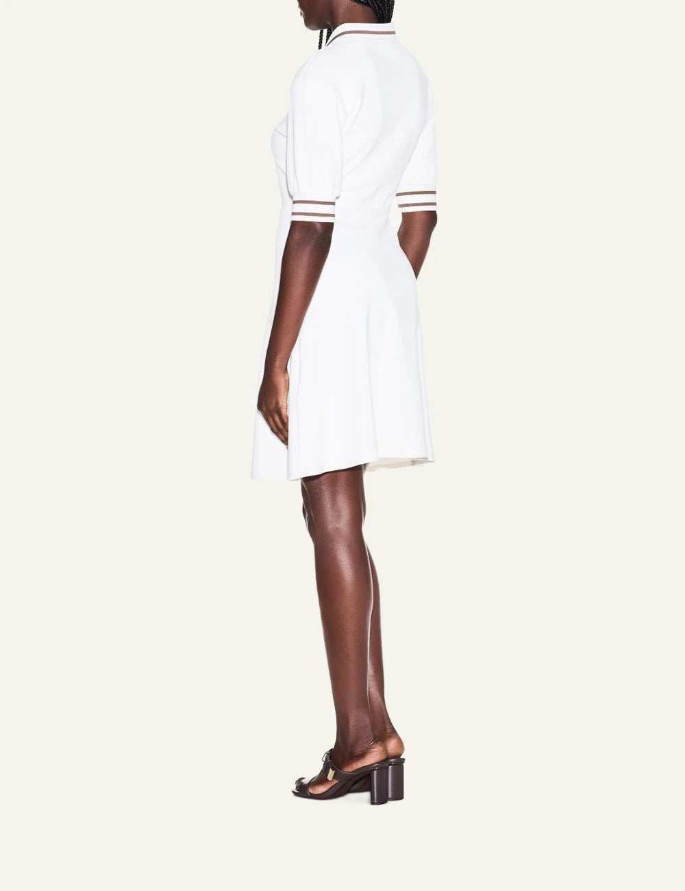 armani exchange ekrou polo mini dress zip collar back model view