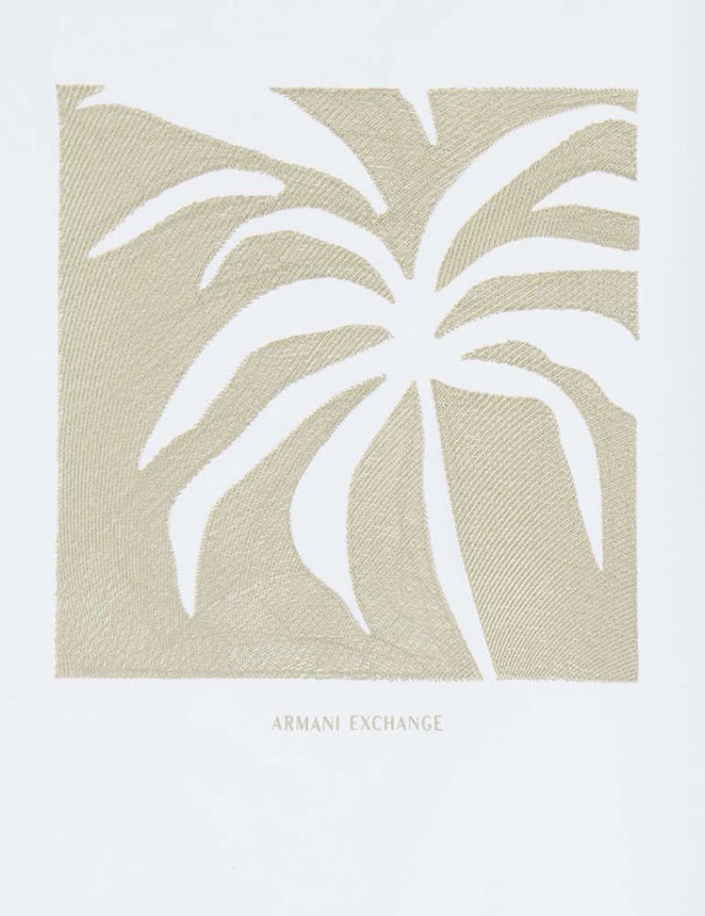 armani exchange white t-shirt palm print detail view