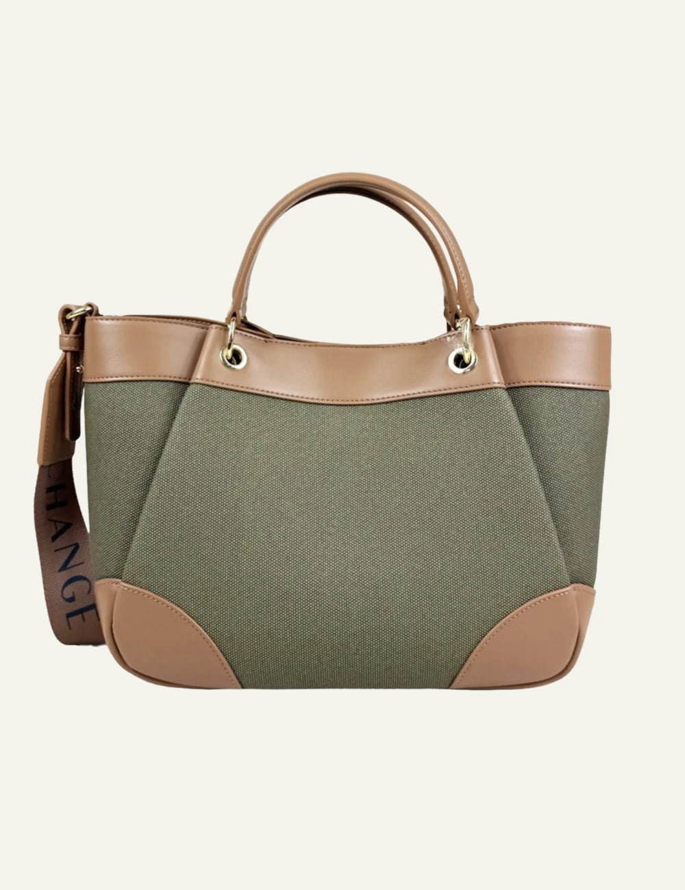 Armani Exchange shopper bag khaki brown top handle back view