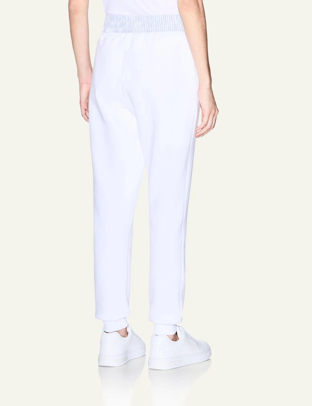 armani exchange white scuba jogger pants AX logo back view