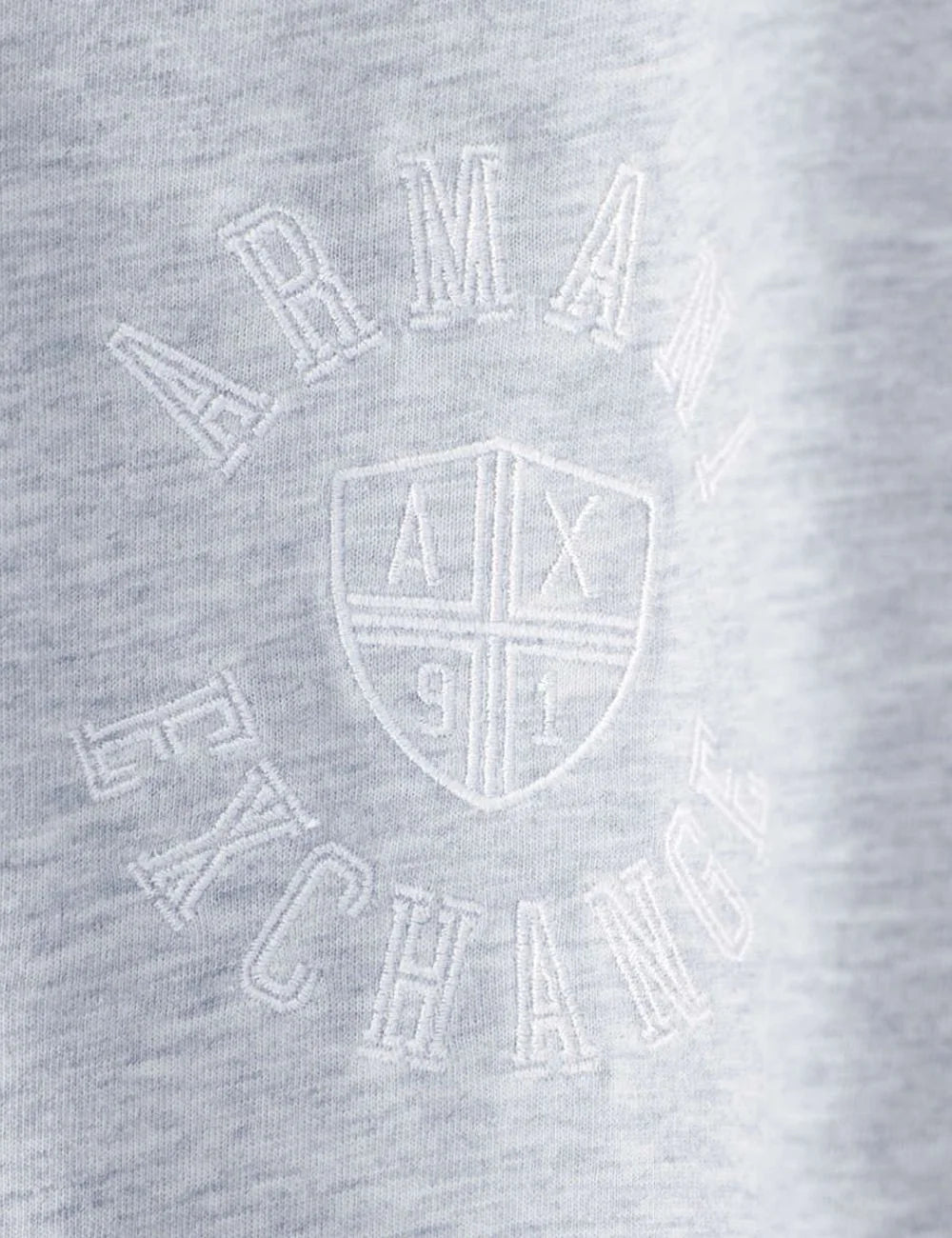 Women's Armani Exchange light grey cotton T-shirt with crew neck, short sleeves and tonal logo detail on the chest detail