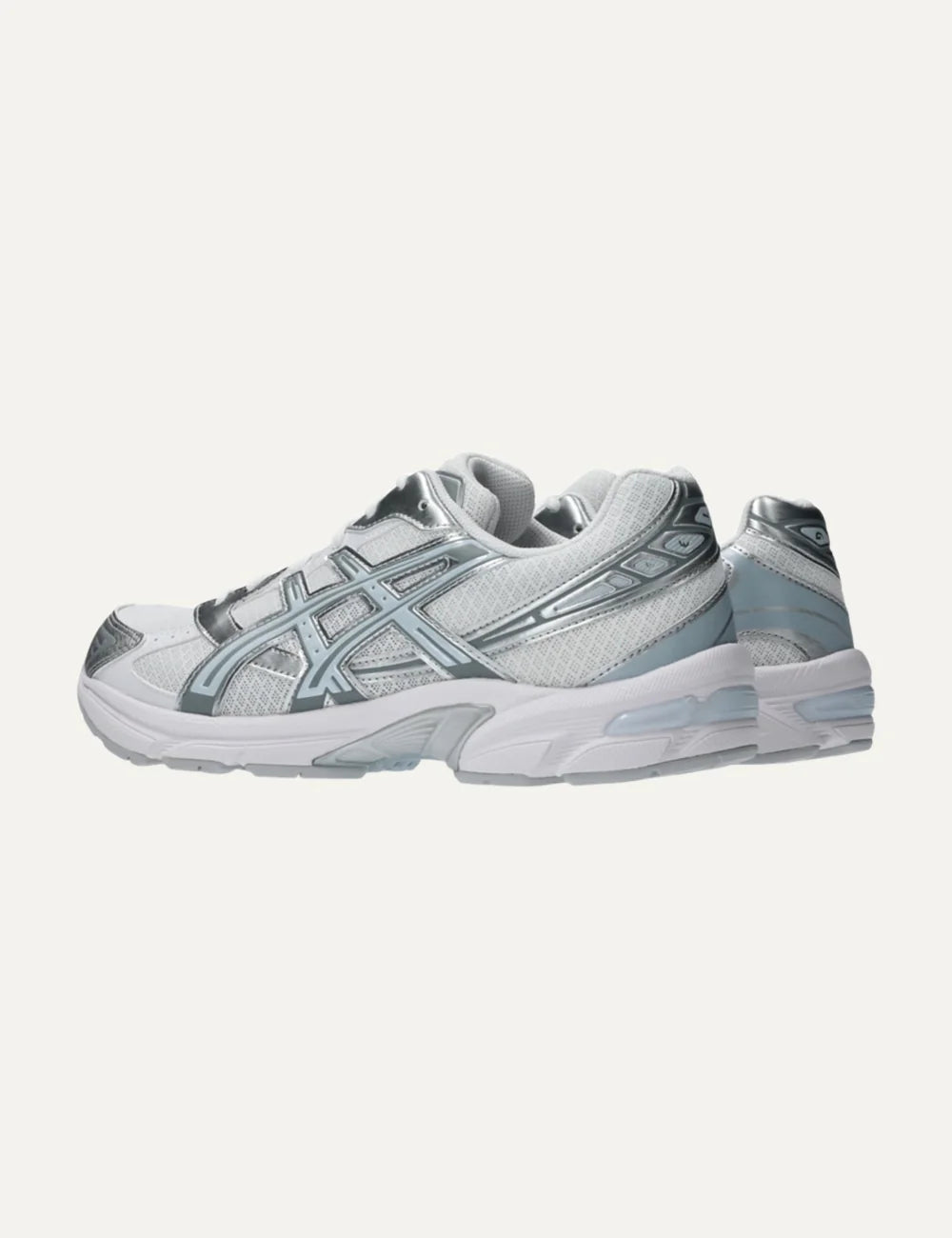 ASICS GEL-1130 women's white and silver sneakers with mesh and metallic details back