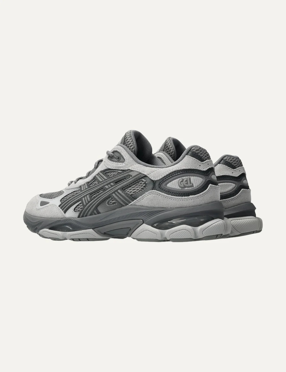 ASICS GEL-NYC 2.0 grey charcoal and light blue sneakers with mesh and reflective details back