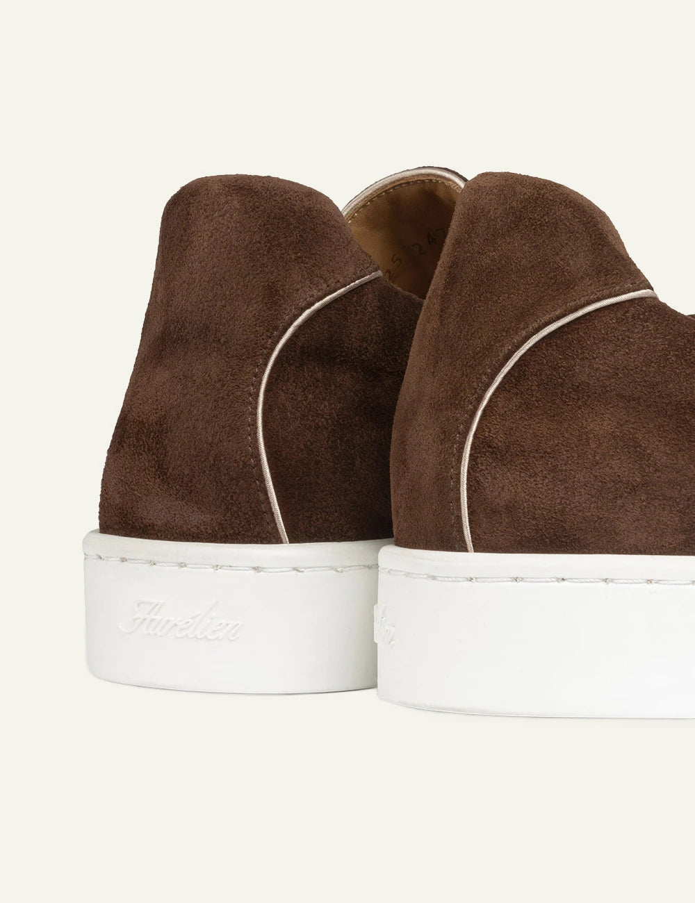 Aurelien AUR3 suede sneaker chocolate brown pair back view