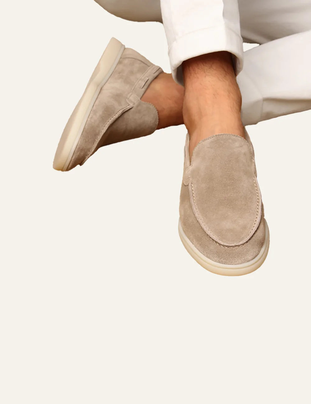 Aurelien Yacht loafers suede light grey front model view