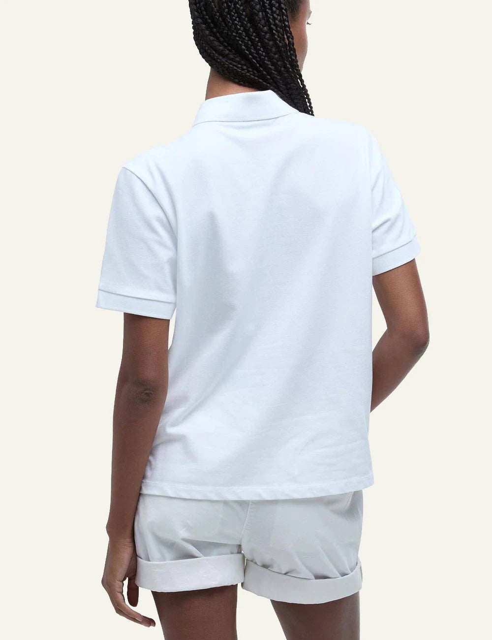 barbour bowford polo white cotton slim fit logo chest back view