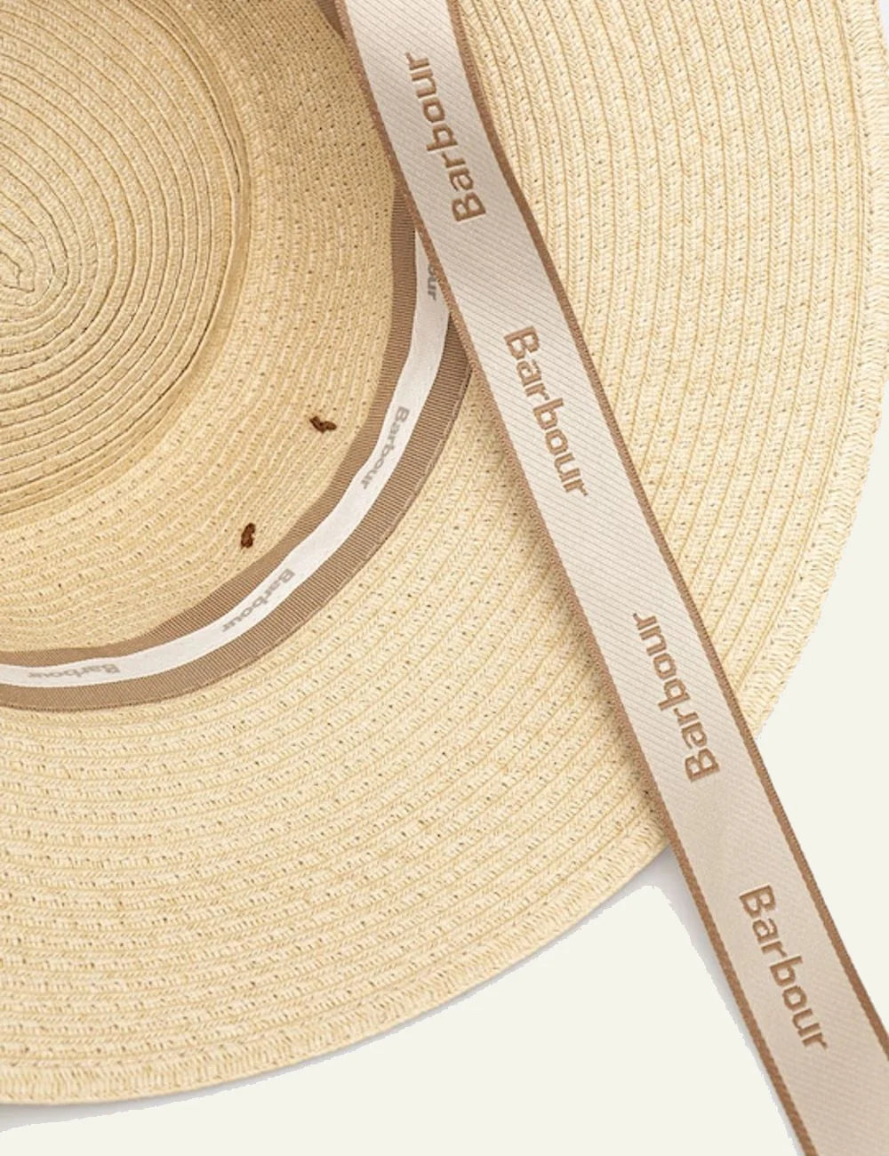 barbour bucket hat beige with logo patch detail view