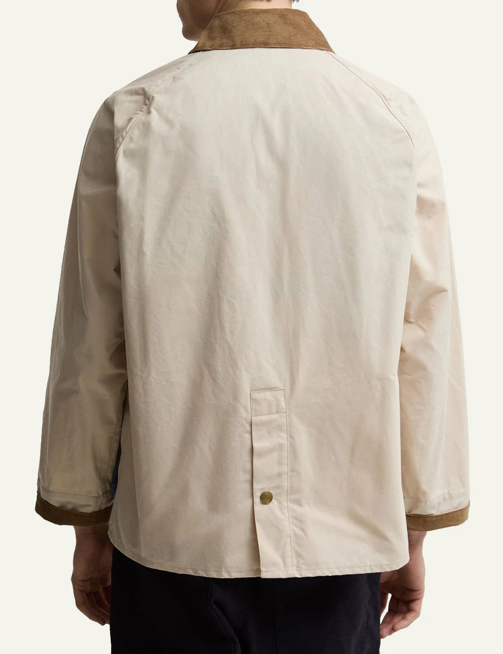 barbour field jacket beige with cord collar back view