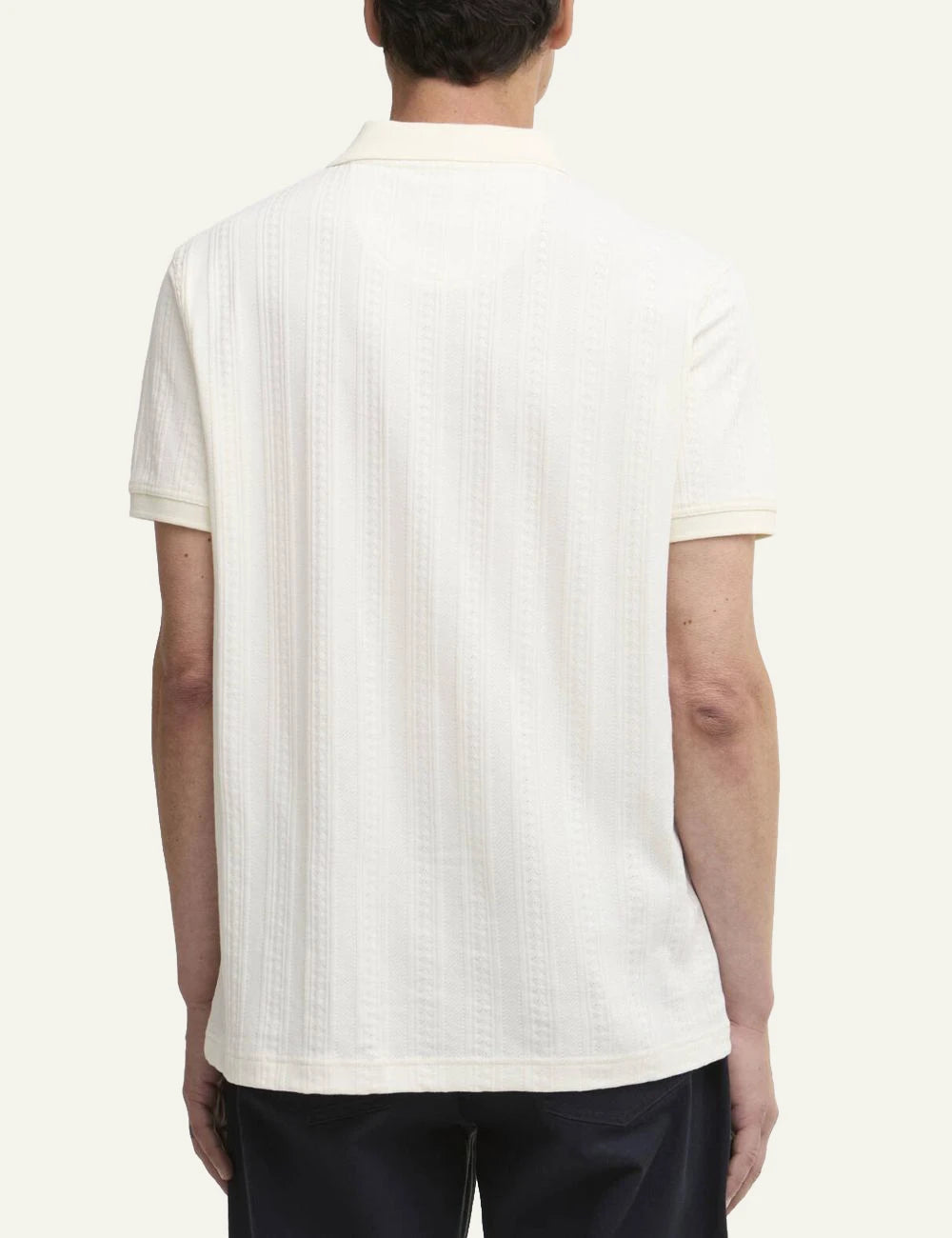 barbour harwell polo shirt white textured cotton short sleeve back view