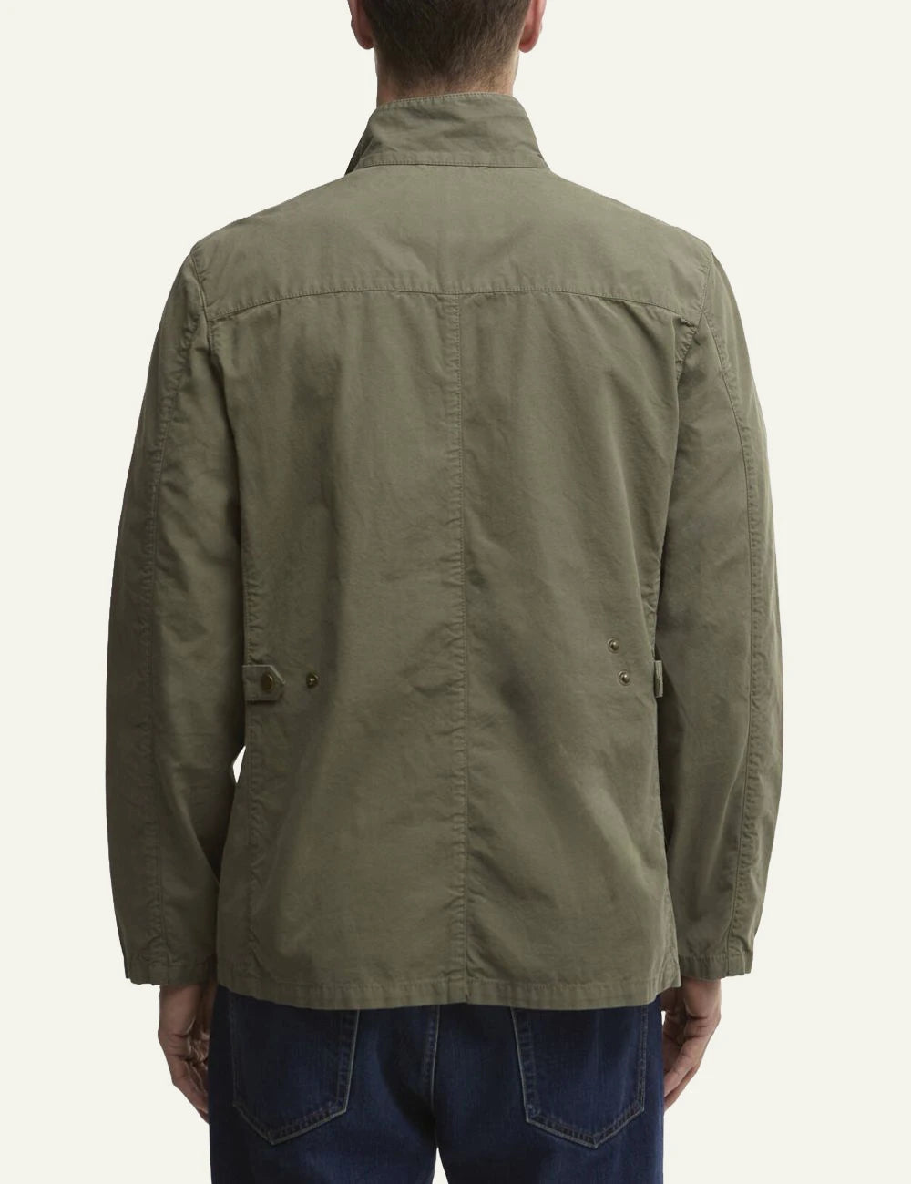 barbour ogston casual jacket olive cotton utility pockets back view