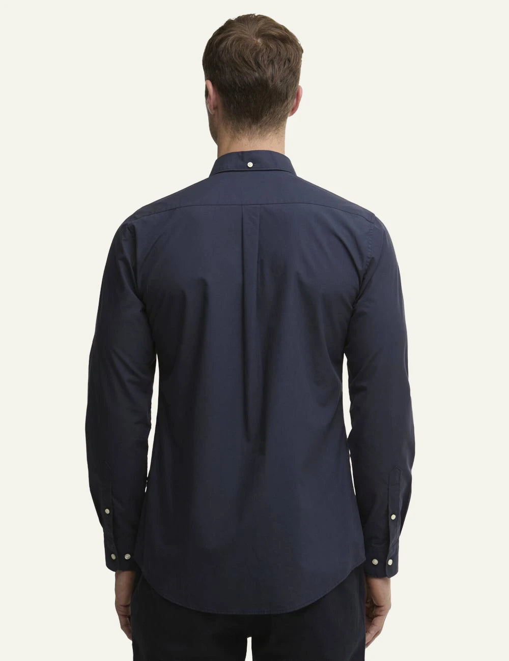 barbour oxford button down shirt navy back model view