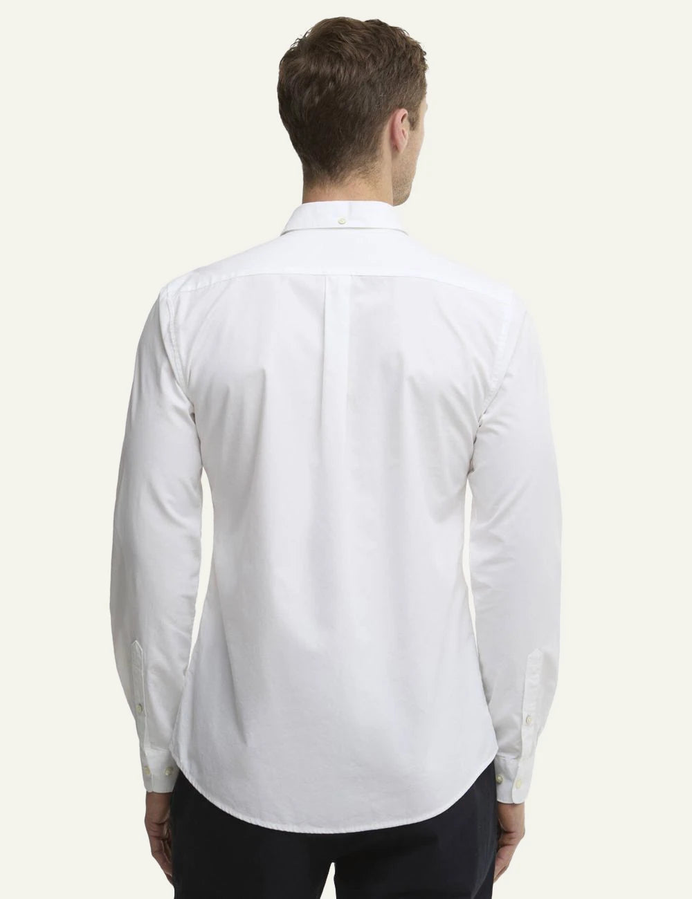 barbour oxford button down shirt white back model view