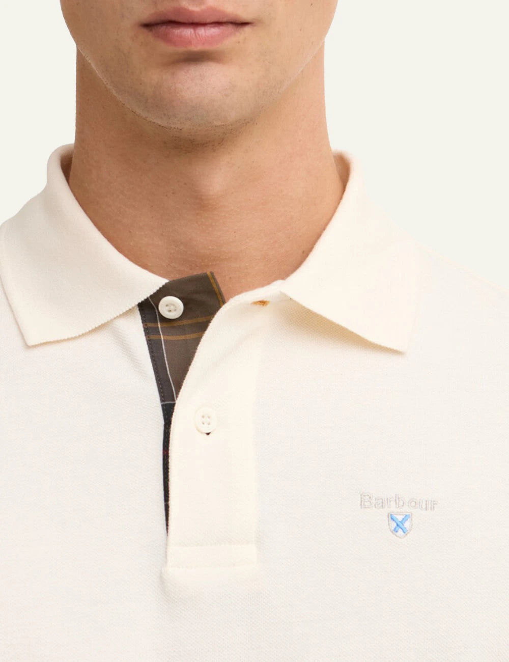 BARBOUR TARTAN PIQUE POLO SHIRT WHISPER WHITE/CLASSIC