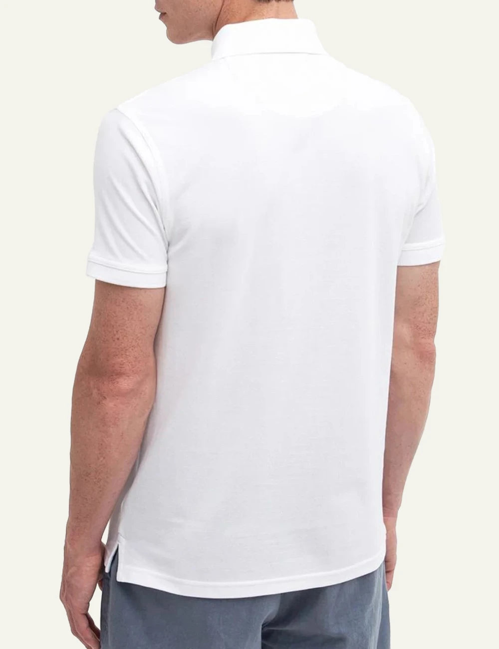 barbour pique polo shirt white back view