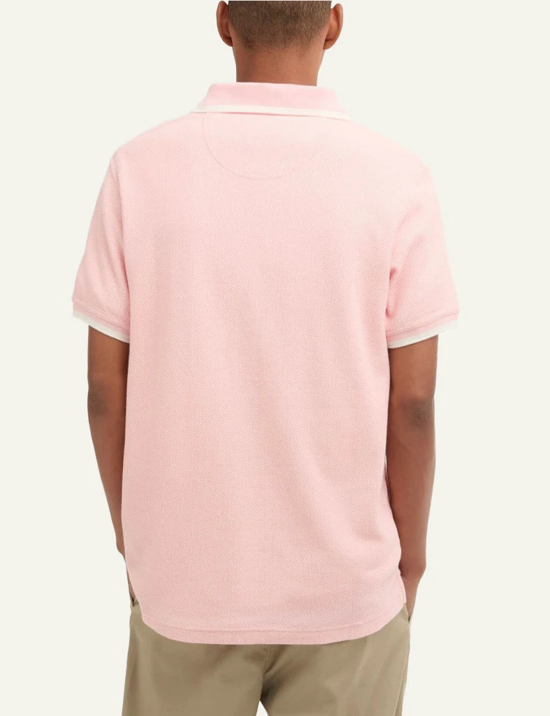 Barbour Ferriby polo silver pink cotton pique logo chest back view
