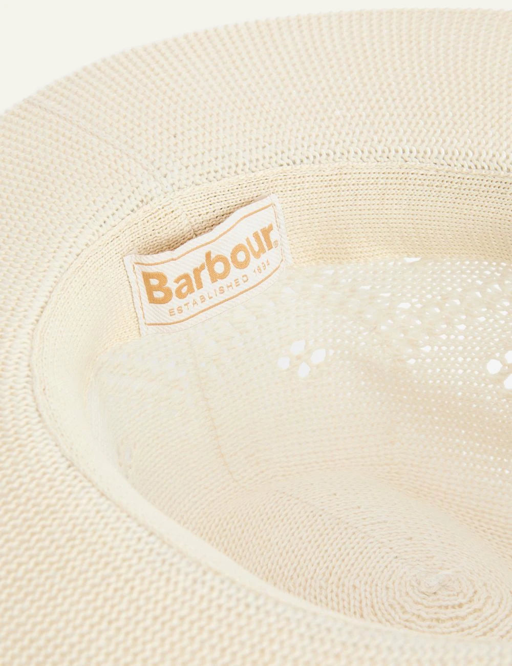 barbour straw hat cream braided band inside view