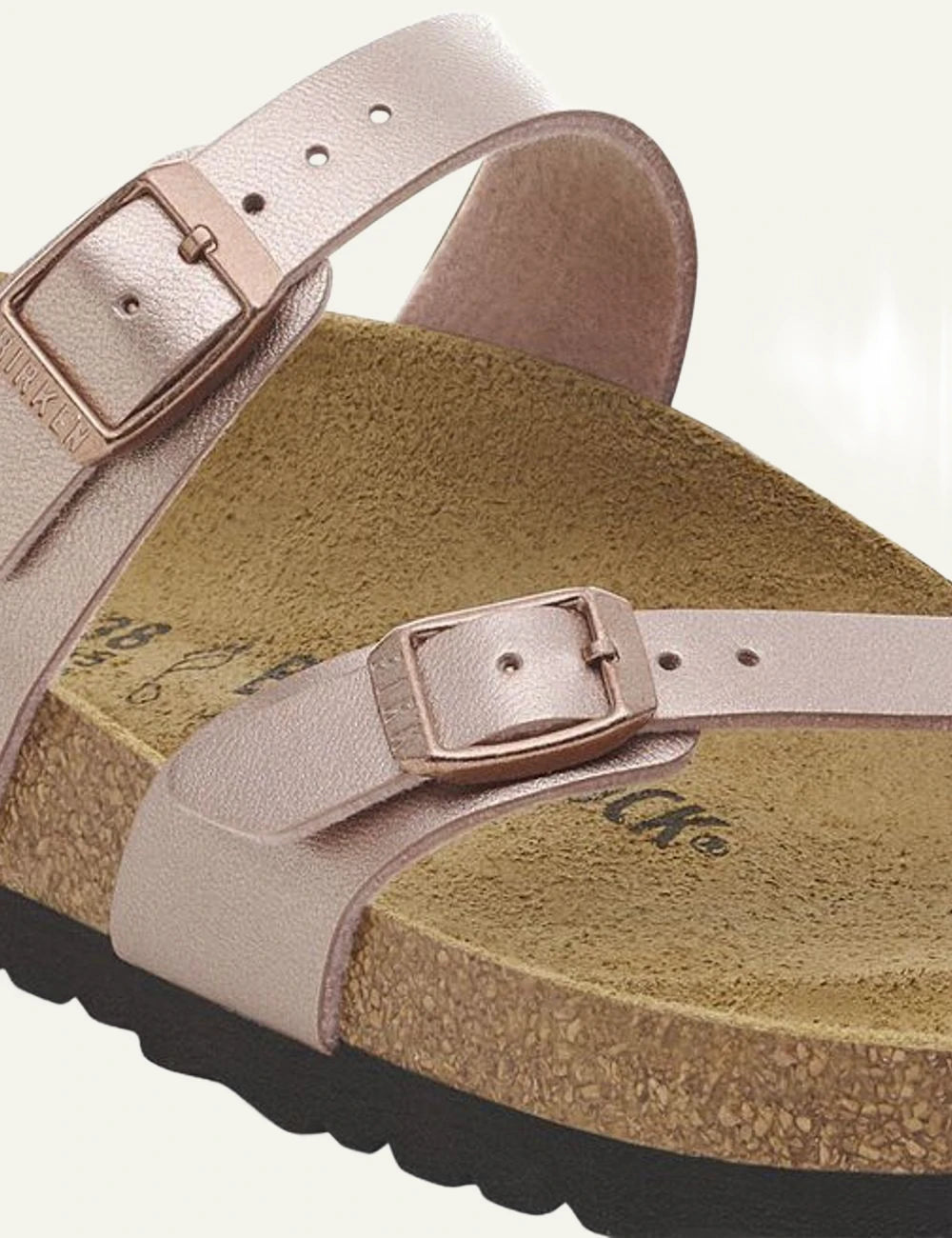 Birkenstock Mayari BF copper sandal side detail view