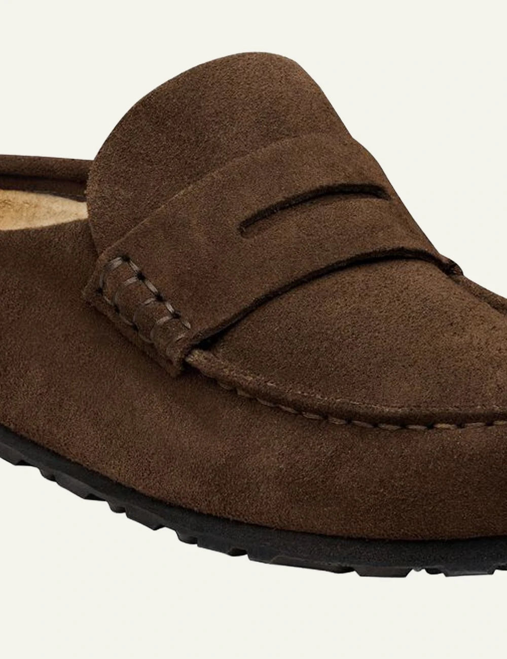 Birkenstock Naples Wrapped carafe suede clog side detail view
