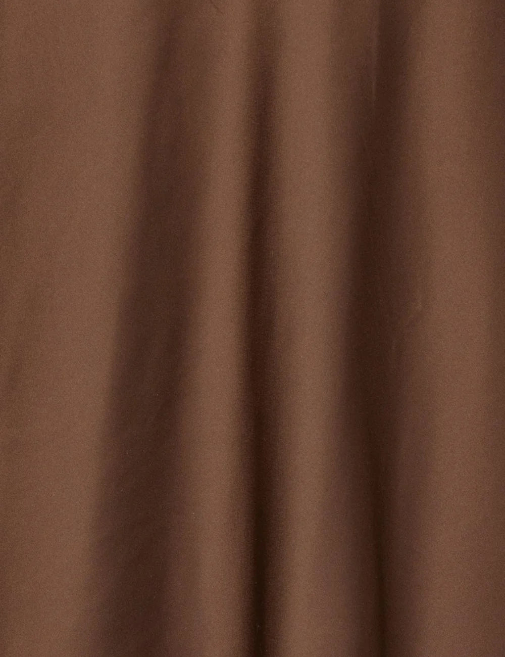 Brown satin halter maxi dress with draped neckline detail view
