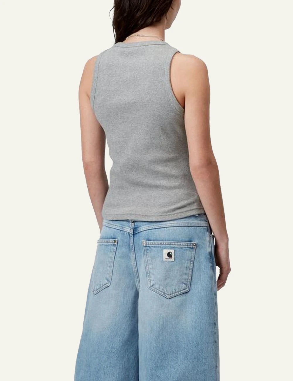 carhartt philips tank top grey rib knit slim fit back view