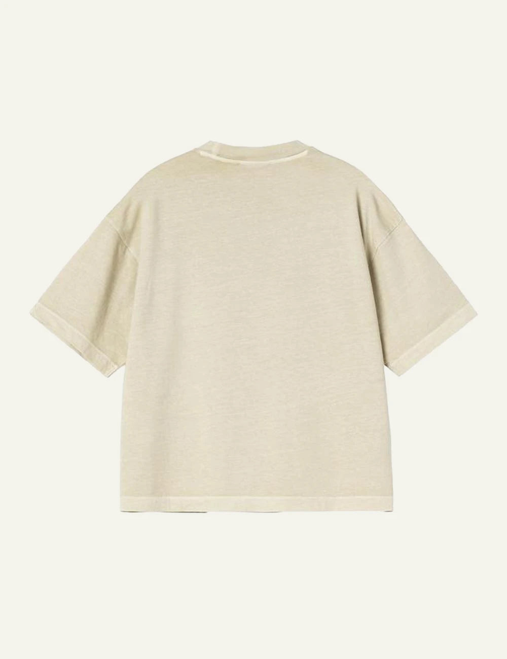 Carhartt short sleeve t-shirt in beige with chest logo back flat view