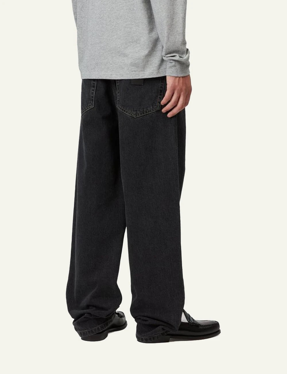 Men's Carhartt WIP Aaron black regular tapered denim jeans back