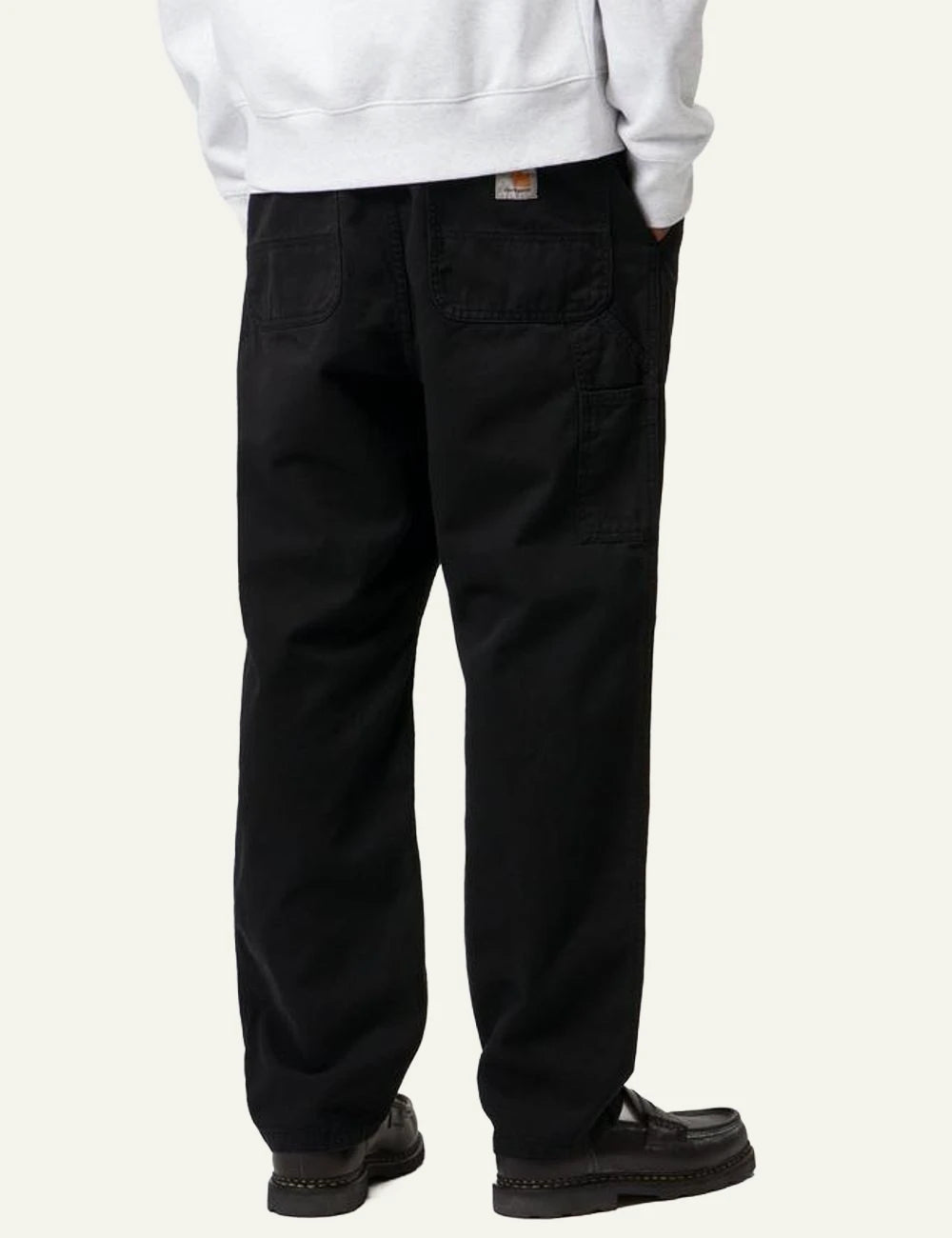 Men's Carhartt WIP Flint pants in black organic cotton twill back
