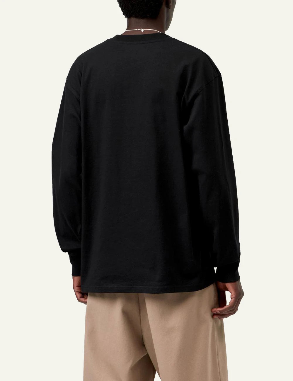 Men's Carhartt WIP L/S American Script T-Shirt in black with embroidered logo back