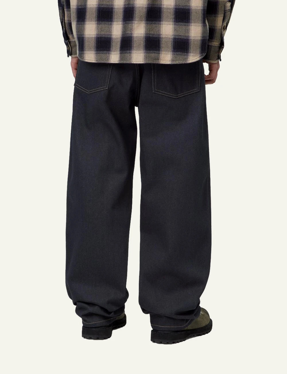 Men's Carhartt WIP Payson Pant in dark blue denim with wide straight fi back