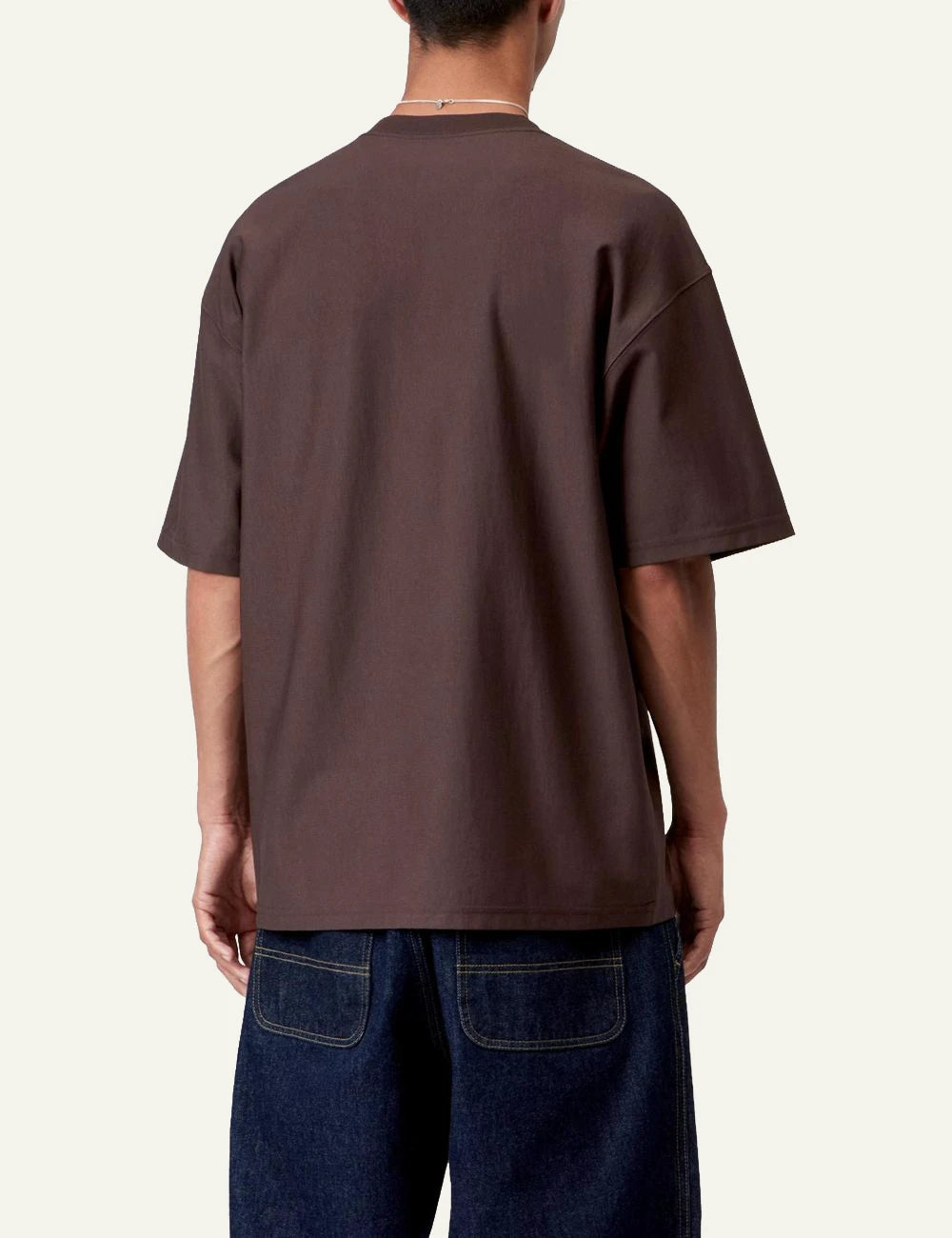 Men's Carhartt WIP S/S OG Loose Pocket T-Shirt in dark brown with black Square Logo Label back