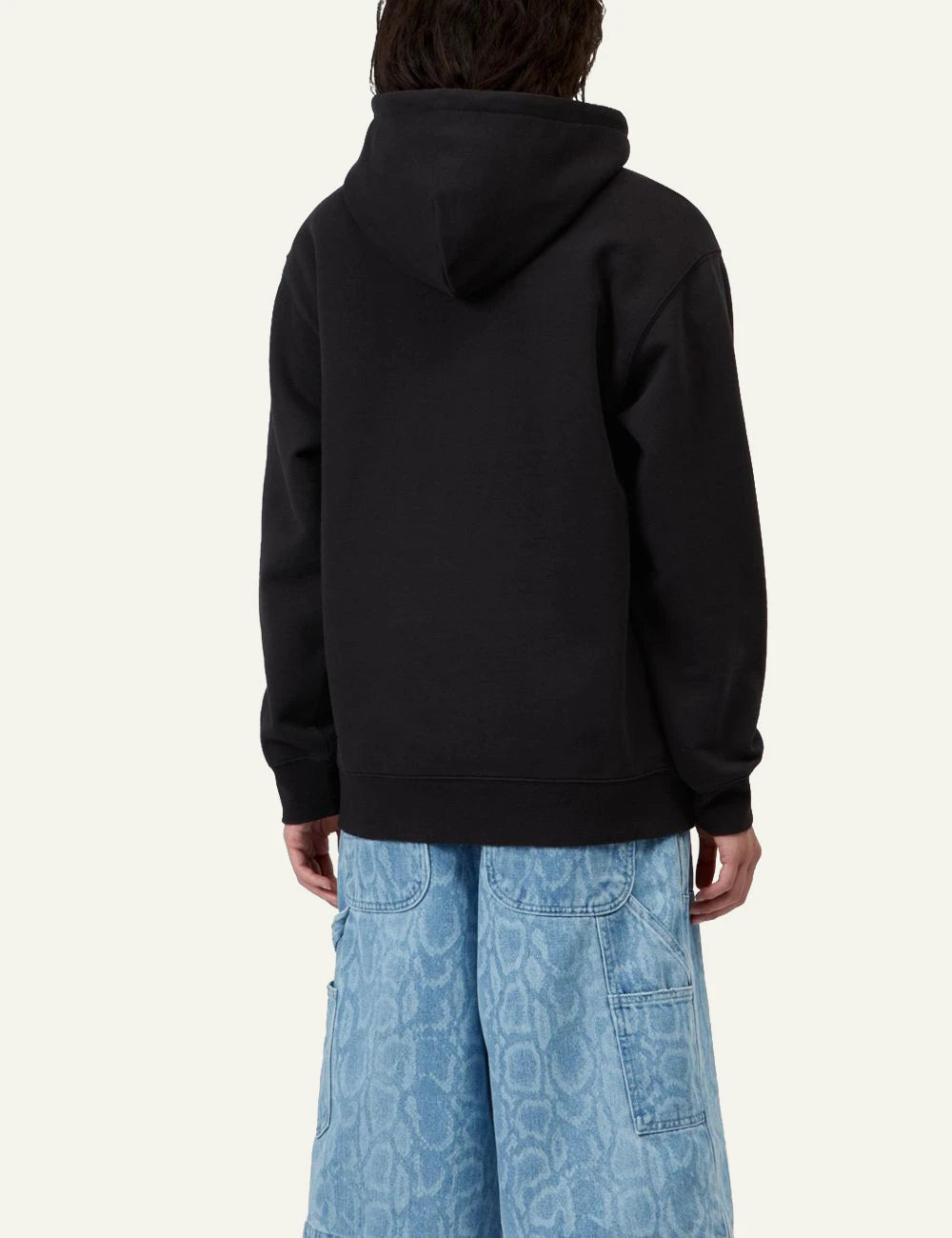 Women's Carhartt WIP black hooded sweatshirt with pink embroidered script logo back