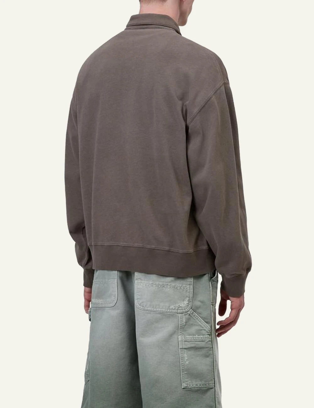 Carhartt WIP Harper Polo sweatshirt taupe garment dyed back view
