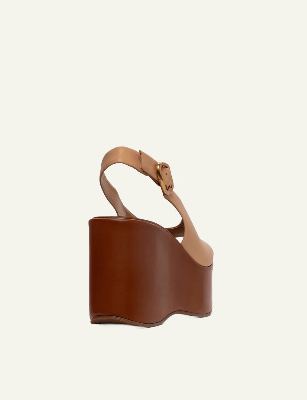 Carrano wedge sandal beige leather buckle back view