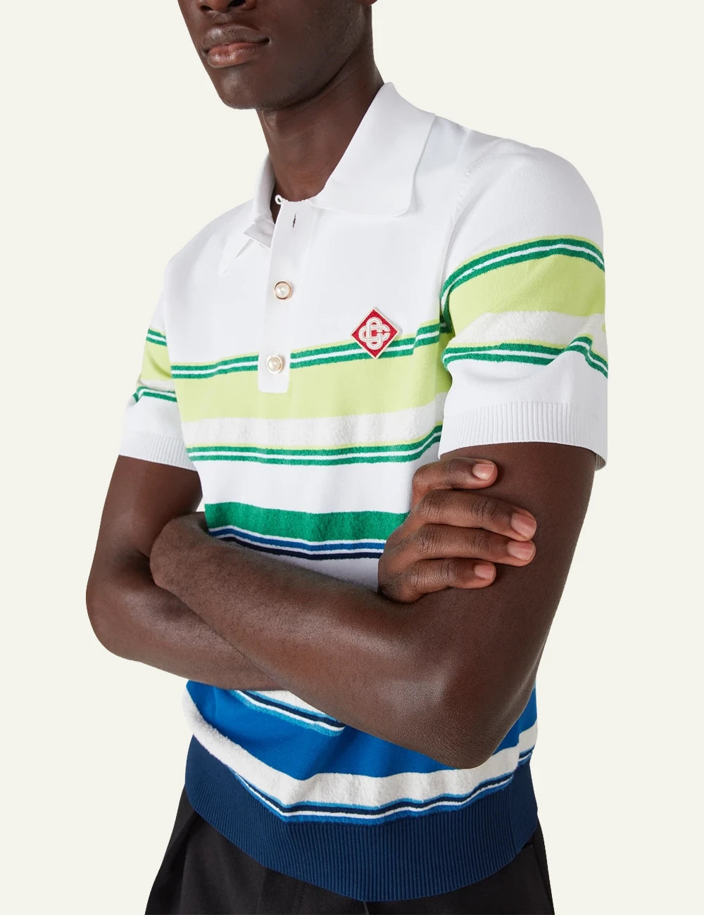 Casablanca Gradient Stripe Polo Shirt white multicolor stripe detail side